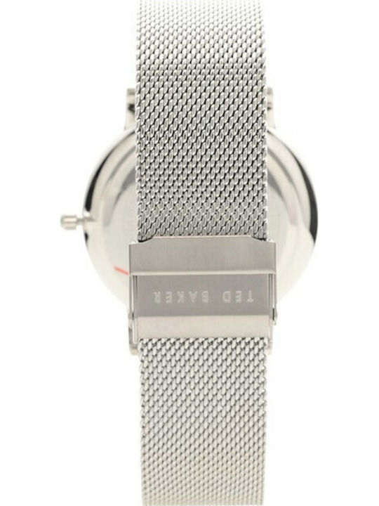Ted Baker Grant Ανδρικό Ρολόι 40mm Μπαταρίας με Ασημί Μεταλλικό Μπρασελέ