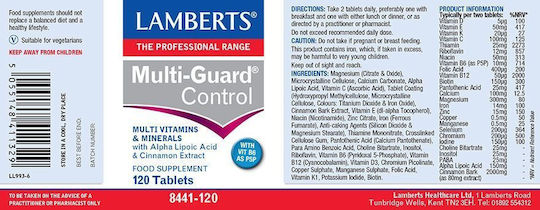 Lamberts Multi-Guard Control Multivitamin for Energy, Immune System Boost & Bone Health 120 Tablets