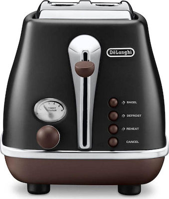 De'Longhi Icona Vintage CTOV 2103.BK Φρυγανιέρα 2 Θέσεων 900W Μαύρη