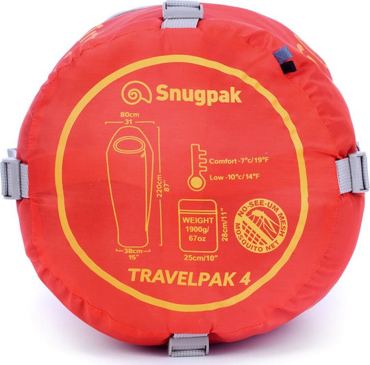 Snugpak Travelpak 4 Sleeping Bag Single 3 Season Grey