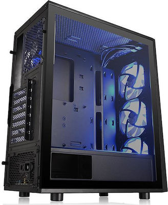 Versa J24 Tempered Glass RGB Edition Jocuri Turnul Midi Cutie de calculator cu fereastră laterală Negru