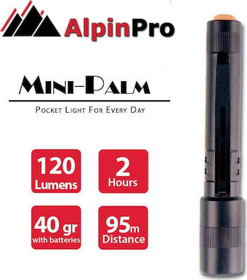 AlpinPro Flashlight LED Waterproof with Maximum Brightness 120lm Mini-Palm