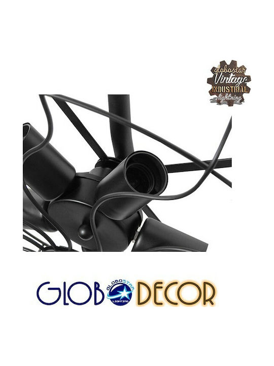 GloboStar Fan Vintage Μεταλλική Πλαφονιέρα Οροφής με Ντουί E27 σε Μαύρο χρώμα 46cm