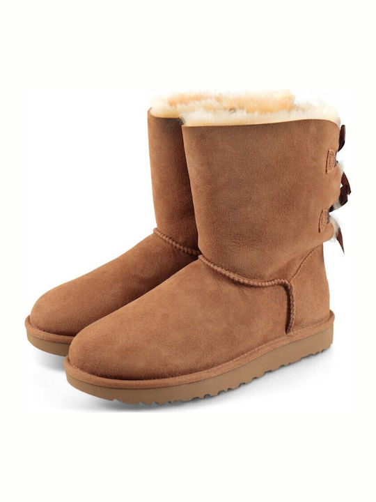 Suede Women's Boots with Fur Bailey Bow II Chestnut