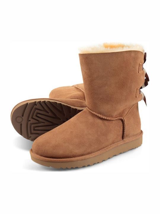 Suede Women's Boots with Fur Bailey Bow II Chestnut