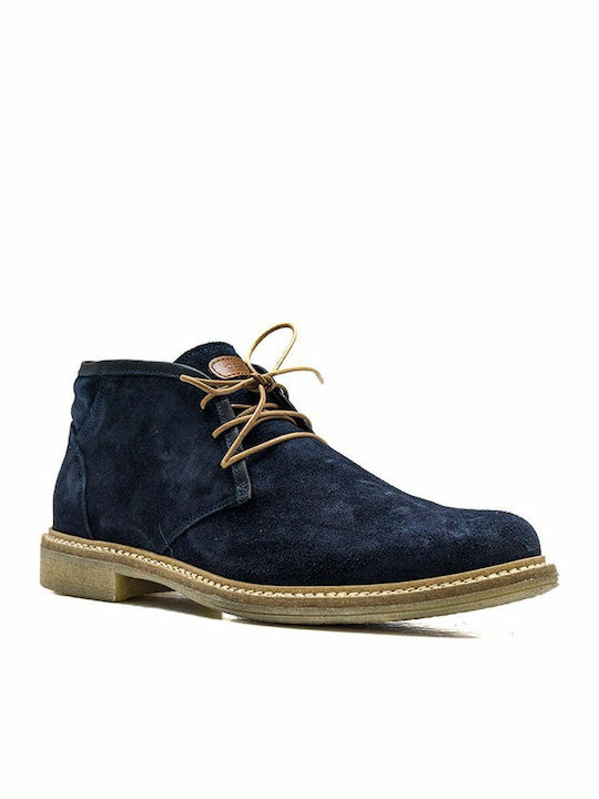 Damiani 730 Men's Suede Boots Navy Blue