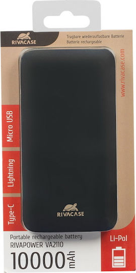 Rivacase Rivapower VA2110 10000mAh με 2 Θύρες USB-A Μαύρο