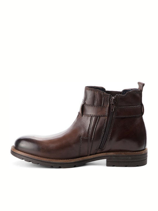 A189-401 Leder Braun Herrenstiefel mit Reißverschluss