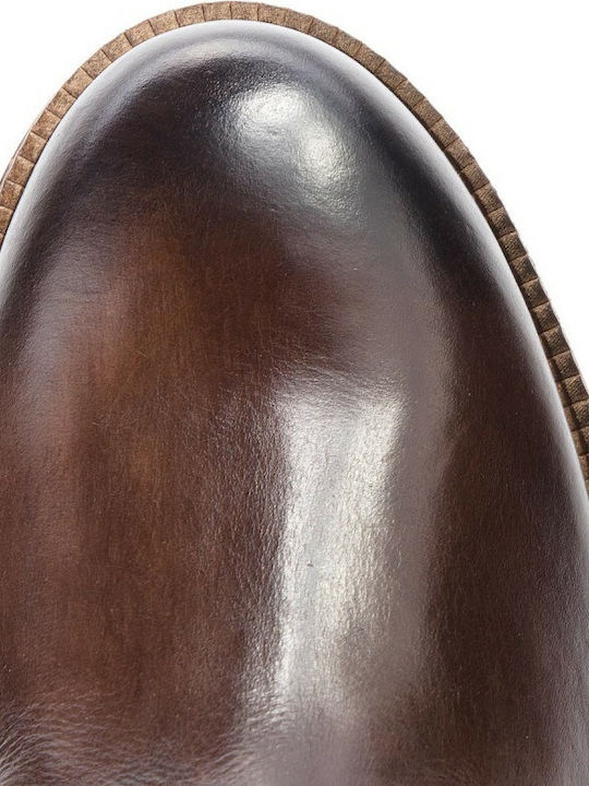 A189-401 Leder Braun Herrenstiefel mit Reißverschluss