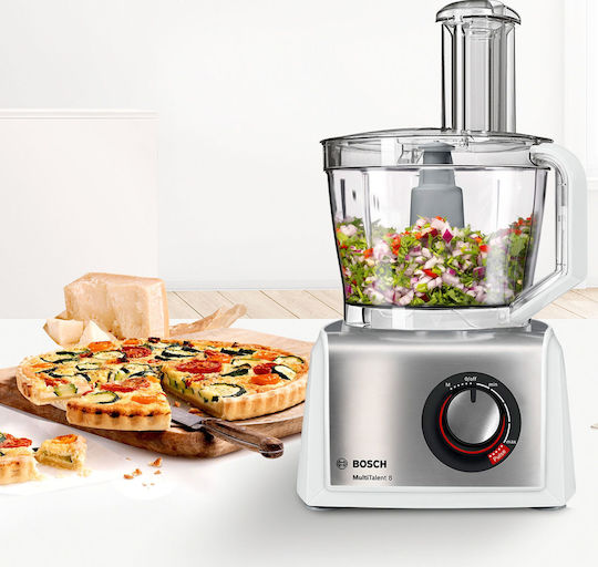 Bosch Procesoare Alimentare Multifuncționale 1250W cu Recipient 3.9lt și Vas Blender Alb