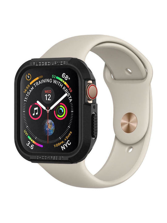 Spigen Rugged Armor Silicone Case in Black color for Apple Watch 44mm