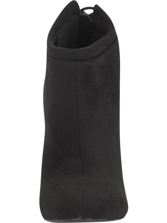 Suede Women's Ankle Boots with High Heel Black