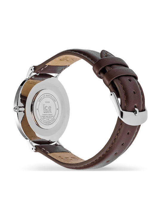 Ice Ανδρικό Ρολόι 41mm Μπαταρίας με Καφέ Καουτσούκ Λουράκι