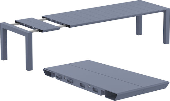 Masa pentru spații exterioare din polipropilenă Extensibil Vegas Dark Grey Gri închis 100(+40)x260x75buc