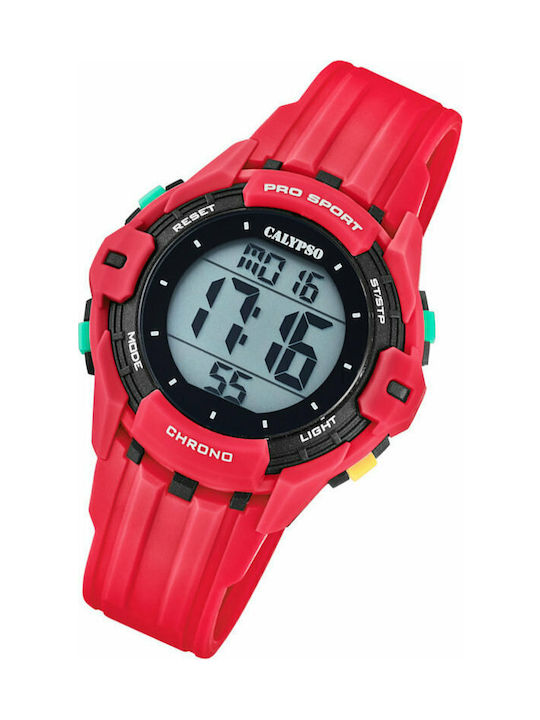 Calypso Kids Digital Watch with Rubber/Plastic Strap Red