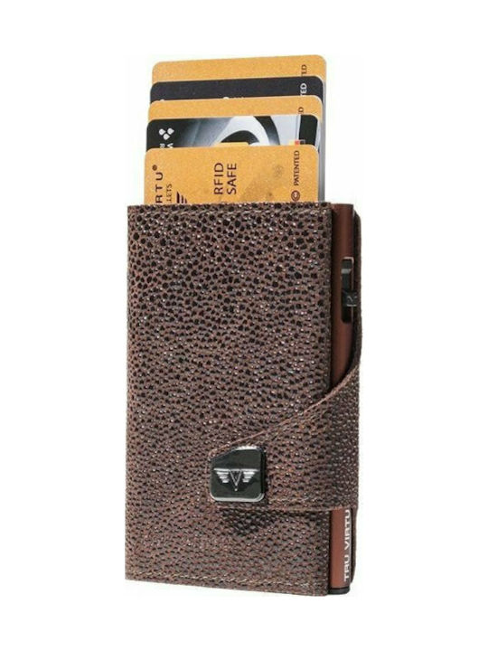 Tru Virtu Click & Slide Men's Leather Card Wallet with RFID και Slide Mechanism Brown