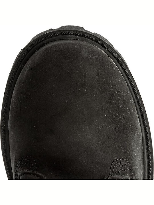 Leather Women's Ankle Boots with Medium Heel Black