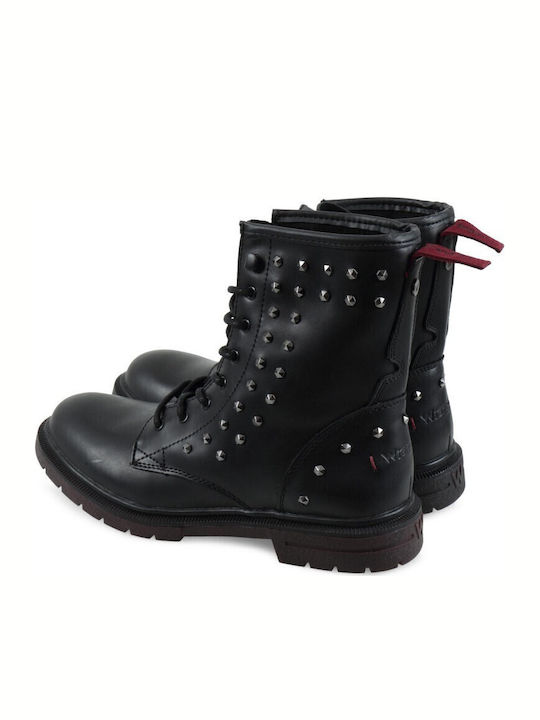 Spike Studs Δερμάτινα Γυναικεία Αρβυλάκια Μαύρα