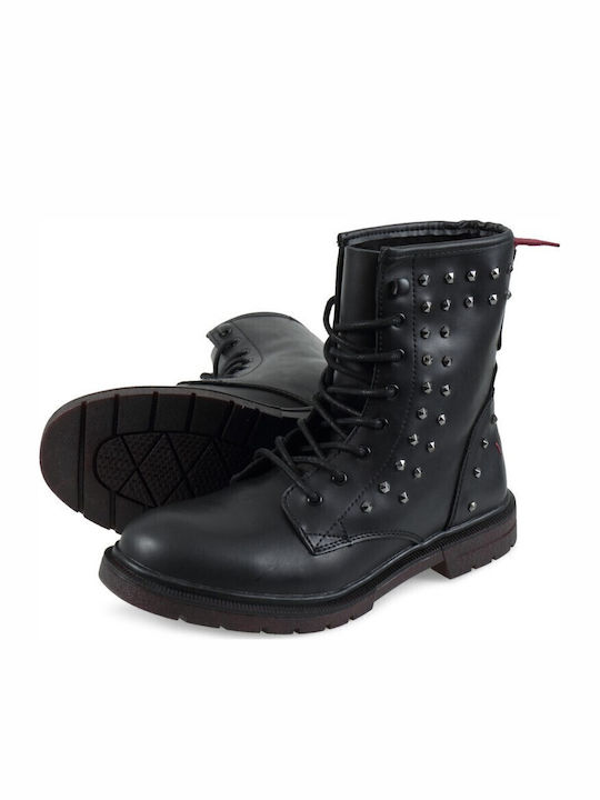 Spike Studs Δερμάτινα Γυναικεία Αρβυλάκια Μαύρα