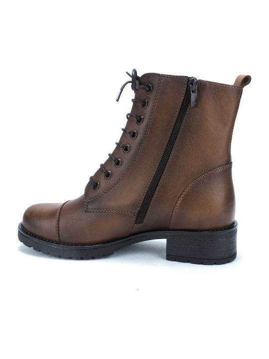 Leather Women's Ankle Boots Tabac Brown