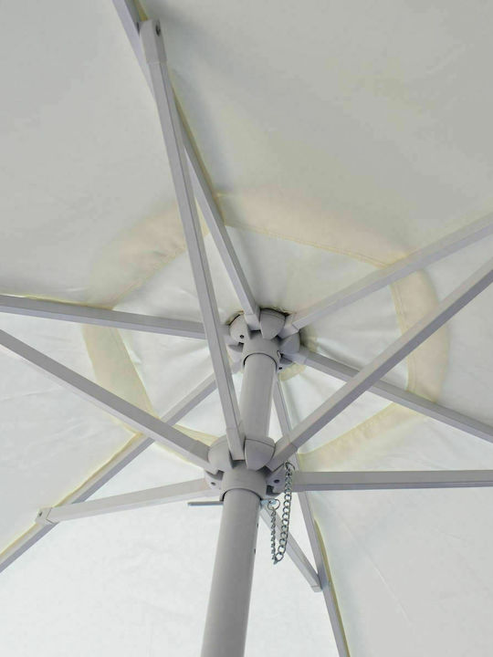 Professional Garden & Terrace Floor Metal Round Parasol Ecru D2xH2.4m