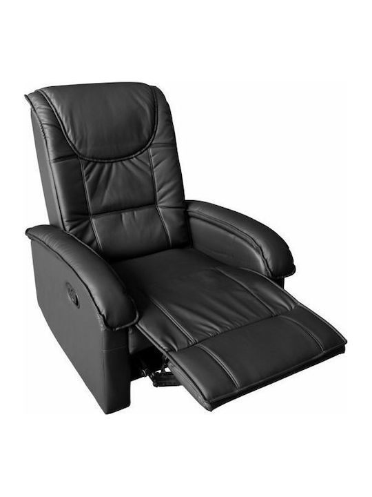 Rocca Relax Armchair Massage with Footstool from Leatherette Black 80x96x97cm