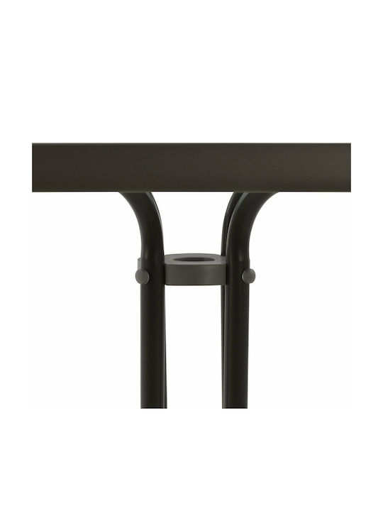 Figo Outdoor Dinner Free Standing Table with Glass Surface and Metal Frame Brown 60x60x72cm