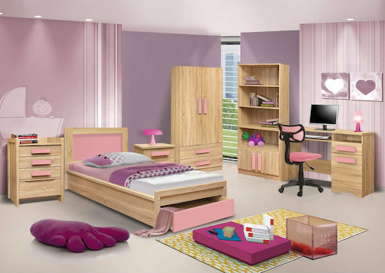 Playroom Kids Bed Single with Storage Space Pink for Mattress 90x190cm