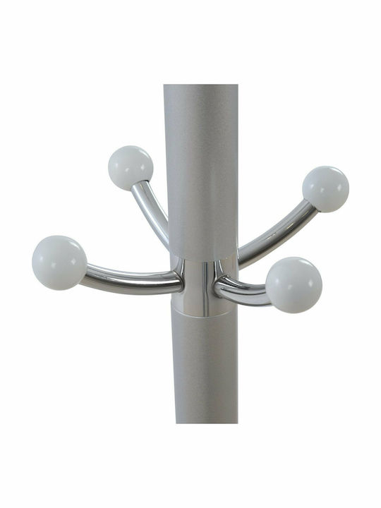 HomeMarkt Metallic Coat Rack with Umbrella Holder Silver Rotating with Marble Base Shia 37x37x170cm