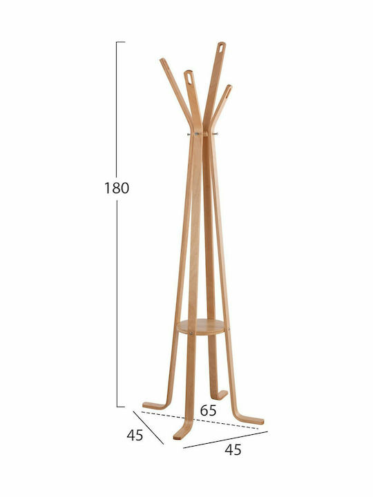 HomeMarkt Funky Freistehender Kleiderständer Hölzernes Natural 45x45x180cm