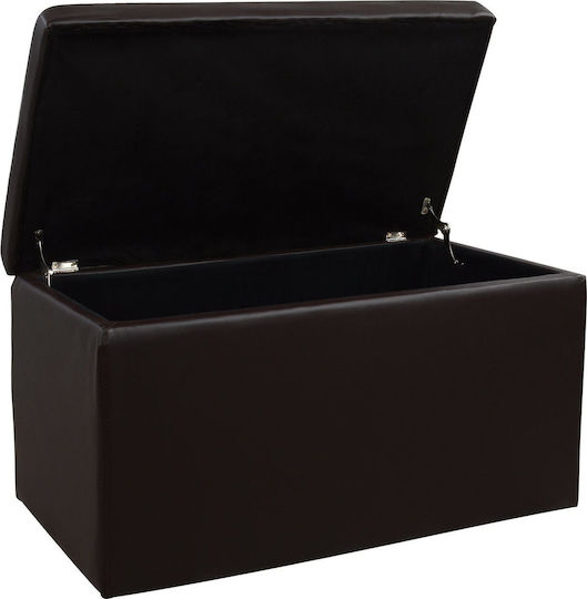 Bench Stool With Storage Space Upholstered With Artificial Leather Punk Brown 90x50x52cm