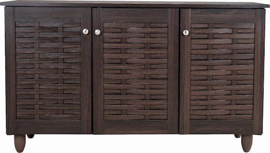 Iggy Wooden Shoe Organizer with 3 Shelves Wenge 114x34x68cm