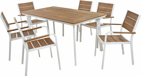 Garten- und Outdoor-Möbelsets Typsatz Speisesaal 7 Stück Braun