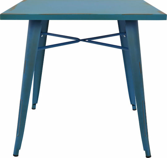 Auxiliary Outdoor Metal Table Blue 80x80x76cm