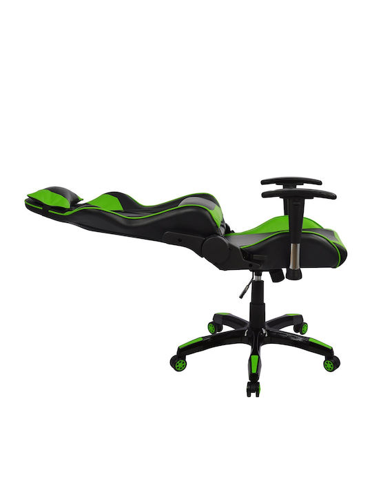 HomeMarkt HM1056.03 Καρέκλα Gaming Δερματίνης με Ρυθμιζόμενα Μπράτσα Πράσινη
