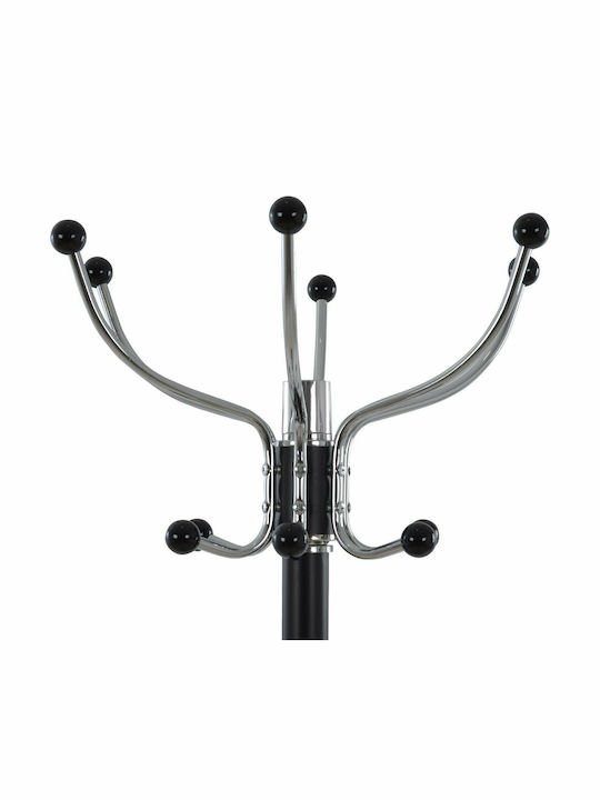 HomeMarkt Metallic Coat Rack with Umbrella Holder Black Rotating with Marble Base Jude 37x37x176cm