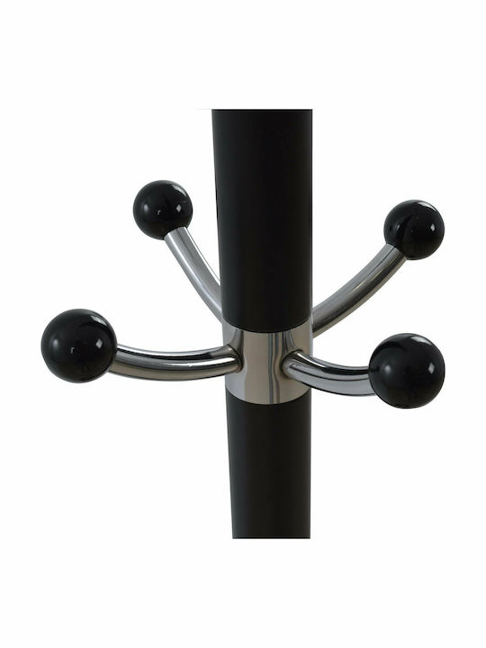 HomeMarkt Metallic Coat Rack with Umbrella Holder Black Rotating with Marble Base Jude 37x37x176cm
