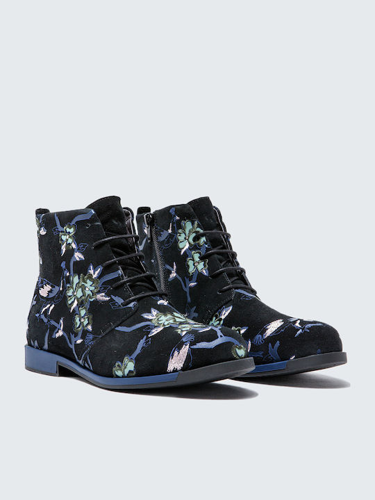 Twins Suede Γυναικεία Αρβυλάκια Μαύρα