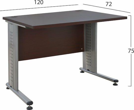 Офис Бюро Wenge Дървено Сиво / Wenge С Метални Крака 120x72x75см