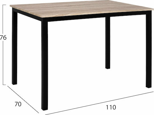 Panya Маса За Кухня Дървена С Метална Рамка В Цвят Сонома 110x70x76см