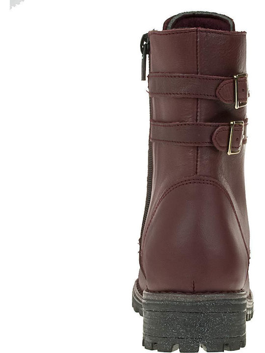 Leather Women's Ankle Boots Burgundy