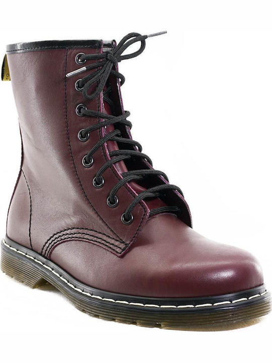 Leather Women's Ankle Boots Burgundy