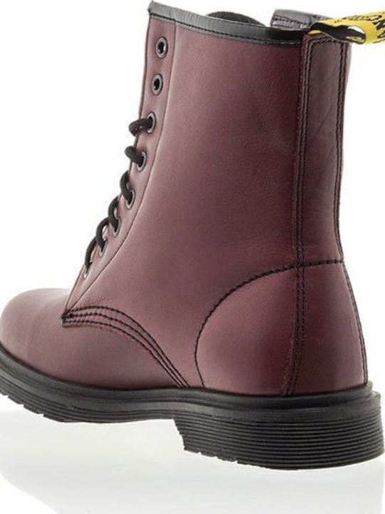 Leather Women's Ankle Boots Burgundy