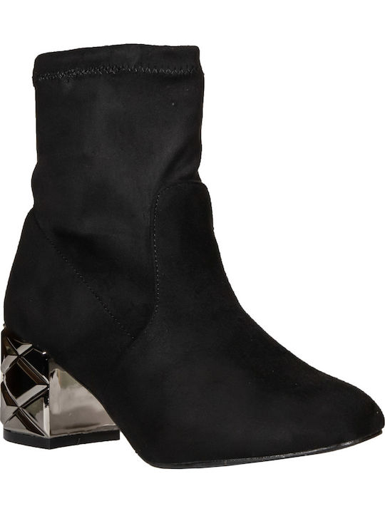 Envie Shoes Suede Women's Chelsea Boots with Medium Heel Black