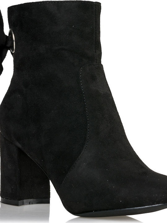 Envie Shoes Suede Γυναικεία Μποτάκια Αστραγάλου με Μεσαίο Τακούνι Μαύρα