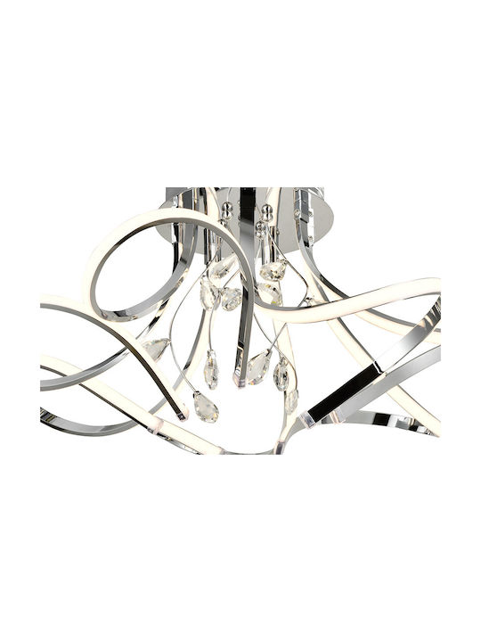 Keskor Modern Ceiling Mount Light with Integrated LED and Crystals in Silver color 70pcs