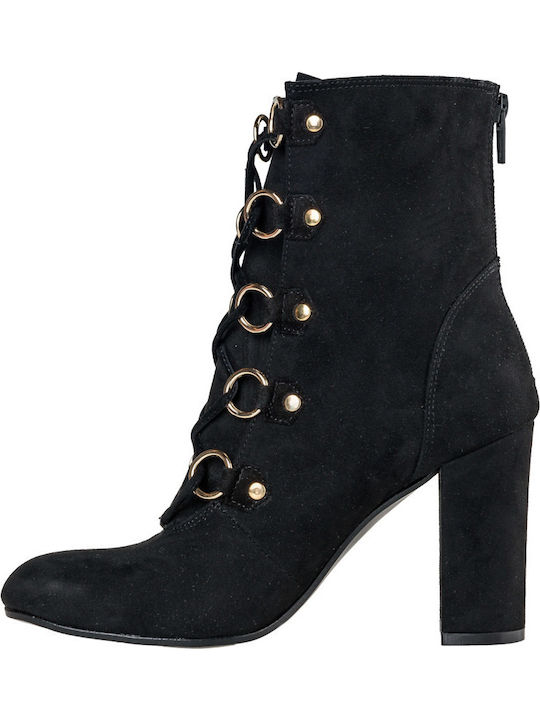 Leder Stiefeletten Damen Schwarz