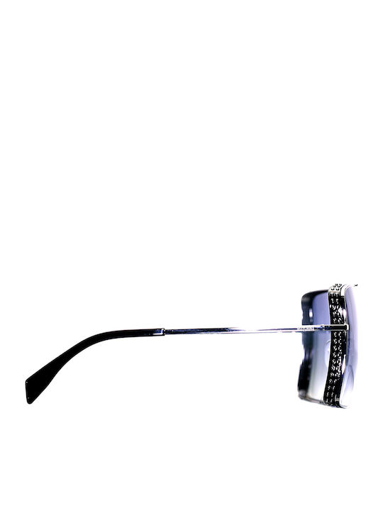 Moschino Women's Sunglasses with Silver Metal Frame and Blue Gradient Lens MOS020/S 6LB/08