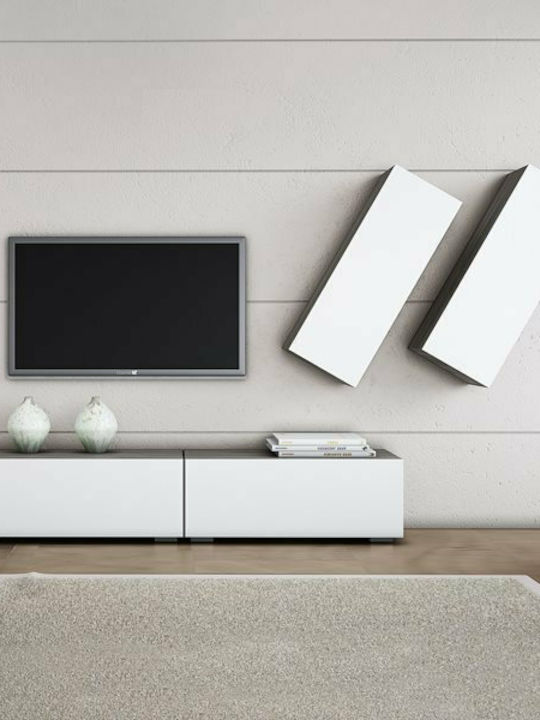 Smart No 5D Living Room TV Unit White L101xW45xH160cm