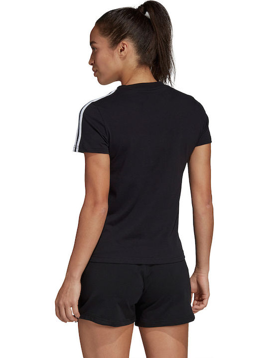 Essential 3-Stripes Slim Damen T-Shirt Schwarz